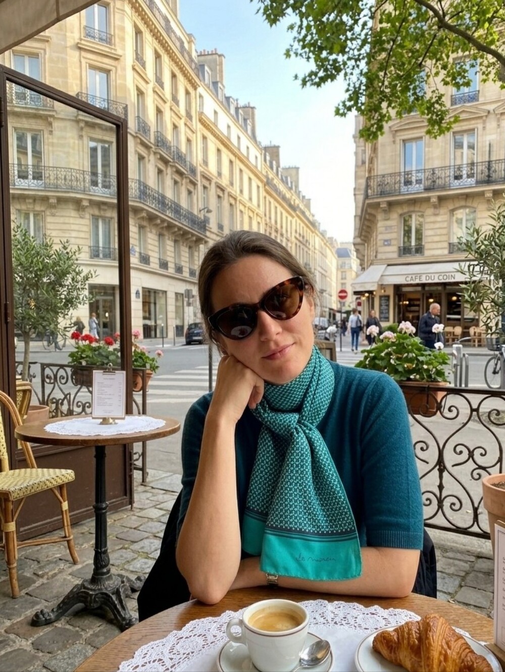 Elegant Vintage Retro Teal and Black Scarf